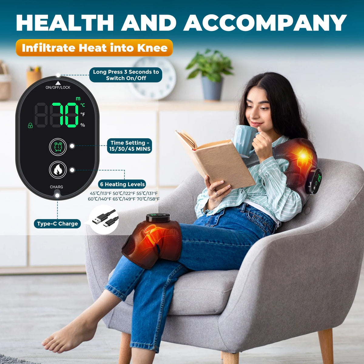 3 in 1 Heating Knee Pad Knee Massager 