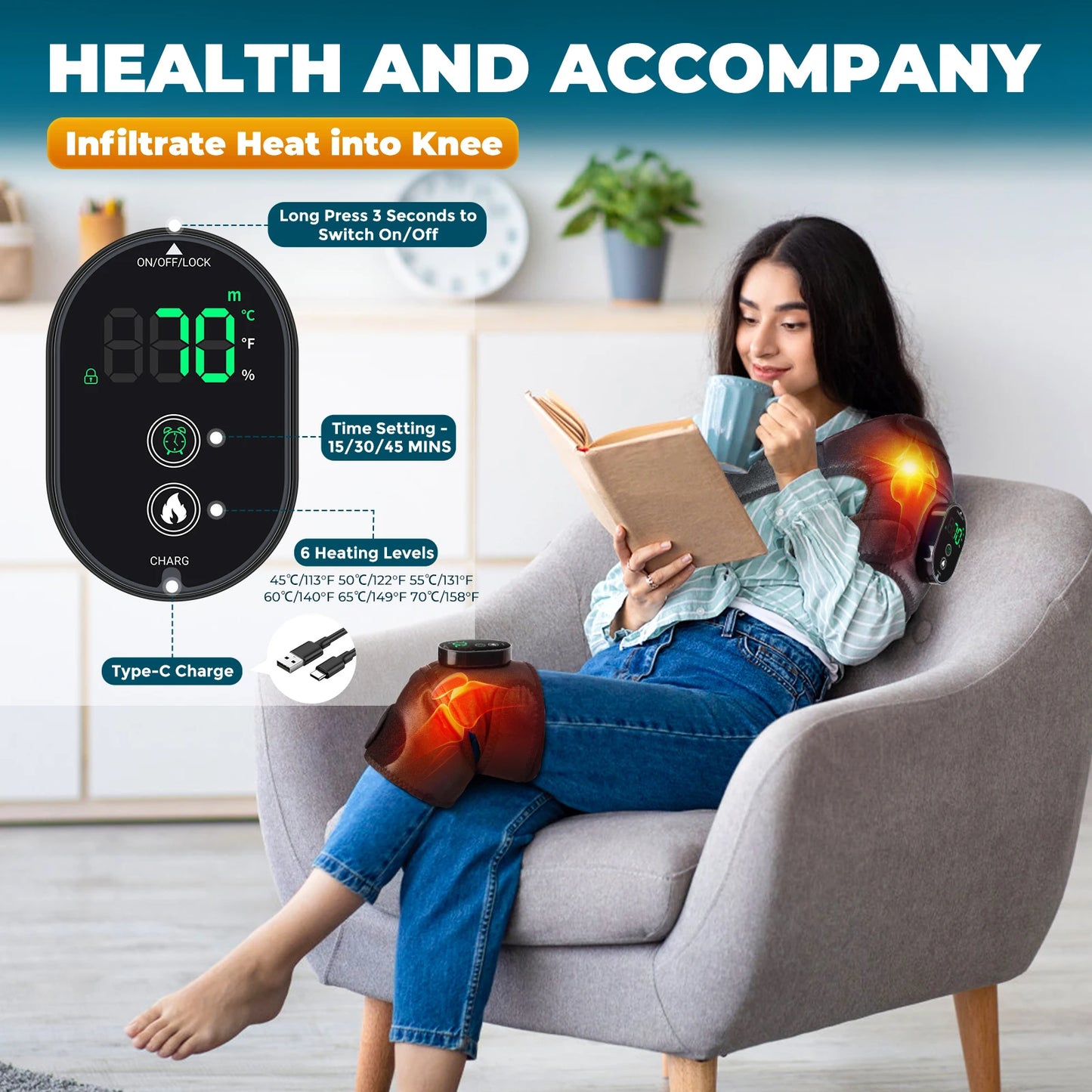 3 in 1 Heating Knee Pad Knee Massager 