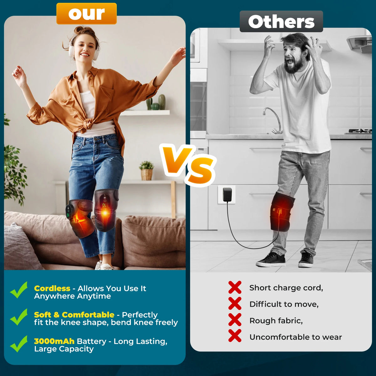 3 in 1 Heating Knee Pad Knee Massager 